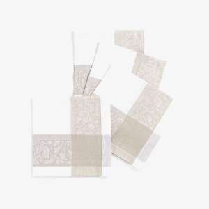 Elegant Neutral Tone Damask Table Linens Set