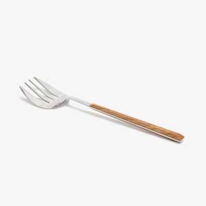 Modern Stainless Steel Dinner Fork with Wood Handle