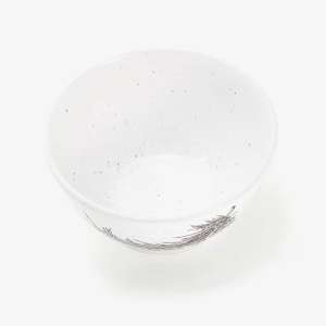 Artisan Speckled Ceramic Bowl with Botanical Accent